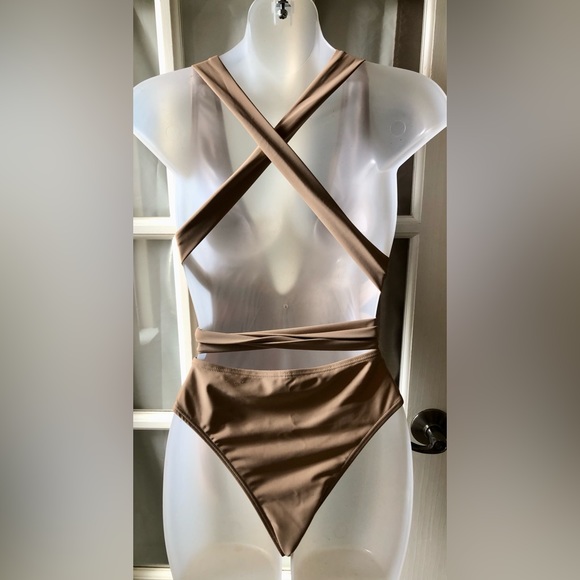 Swim Womens Sexy Halter Top Deep V Tie Back One Piece Monokini